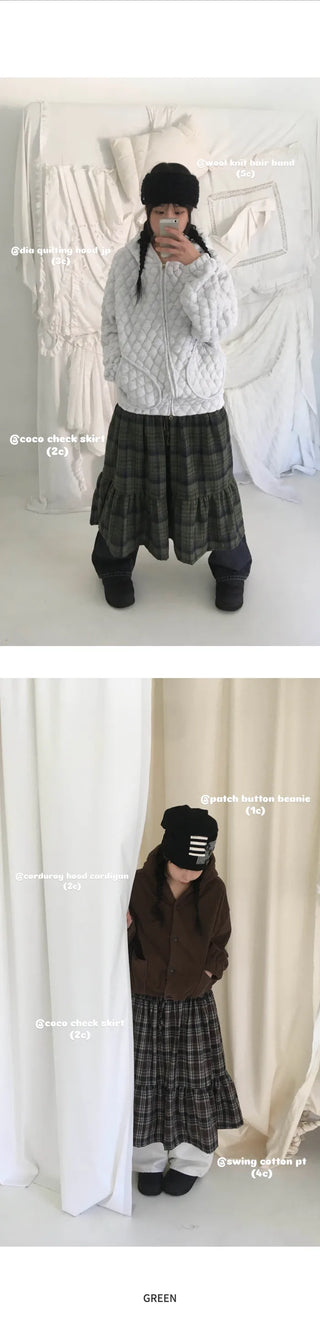 (2 colors) Fleece-lined check skirt