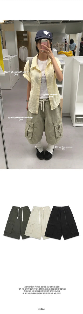 [3 colors] Cargo Bermuda Pants