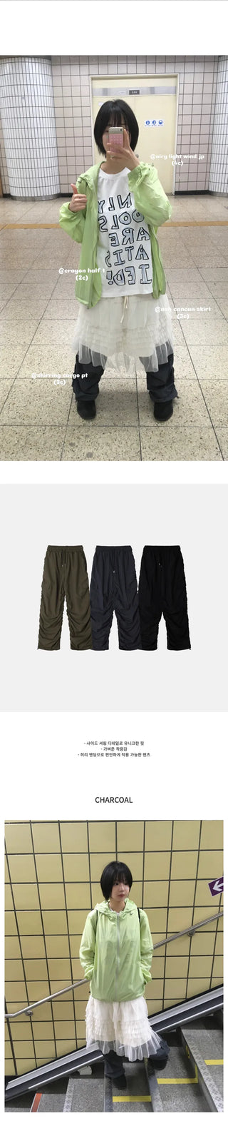 (3 colors) Shirred Cargo Pants
