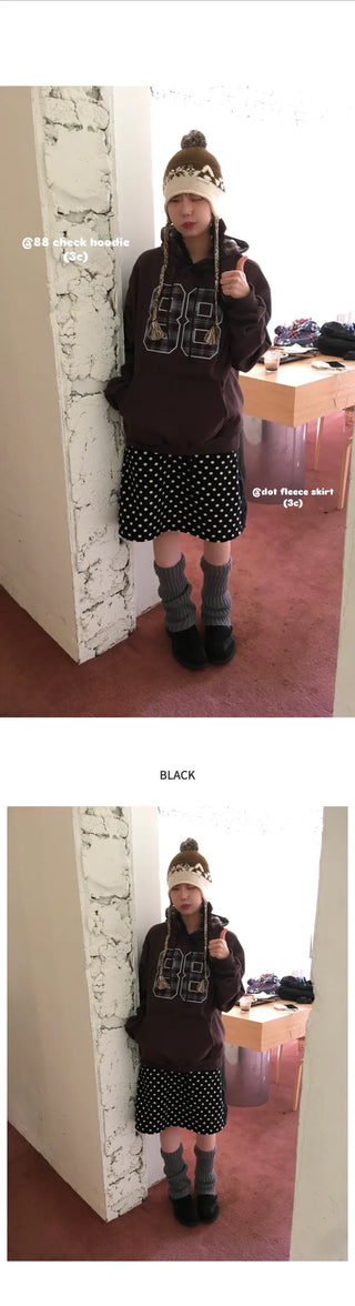 (3 colors) Polka dot fleece skirt