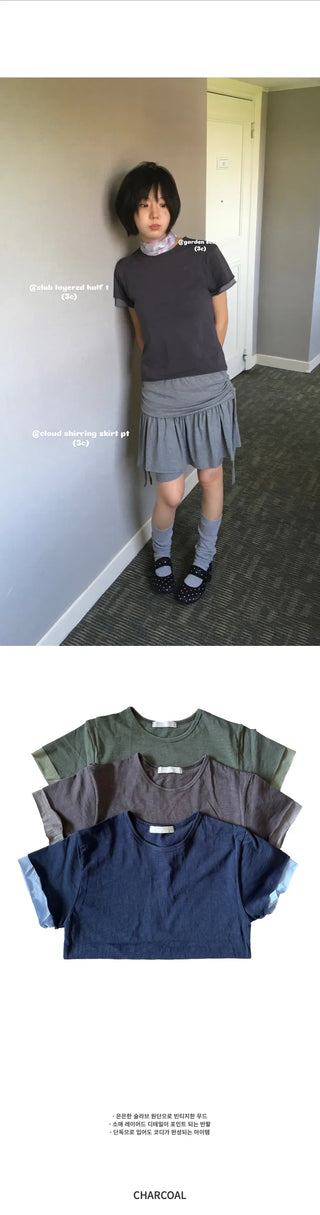 [3 colors] Layered Short-Sleeve T-Shirt