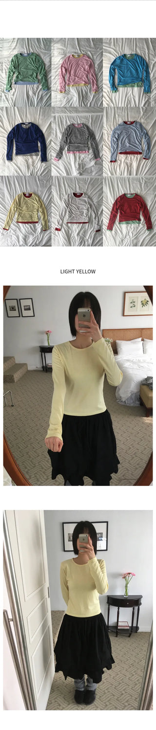 (9 colors) [1+1] Soft Layered Long Sleeve T-Shirt