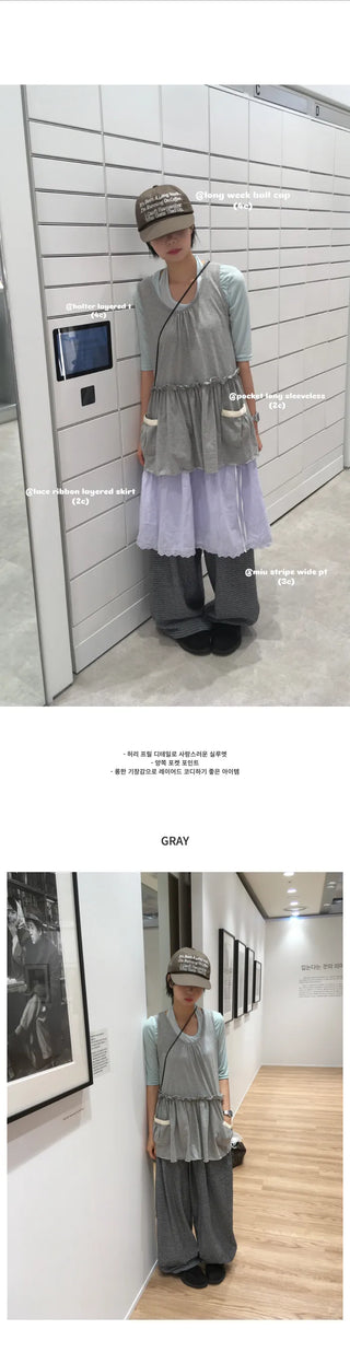 [2 colors] Pocket Long Sleeveless