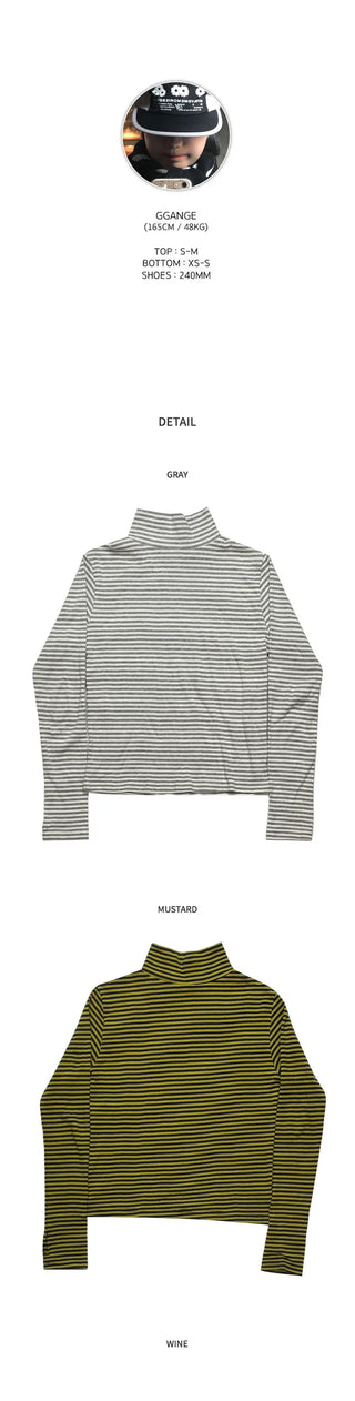(4 colors) High-neck T-shirt