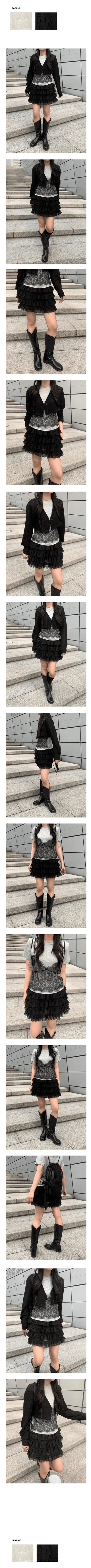 [Pants-style lining] Chiffon tiered mini skirt