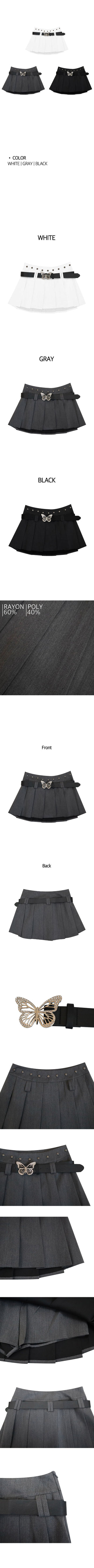 Butterfly Belt Pleated Mini Skirt
