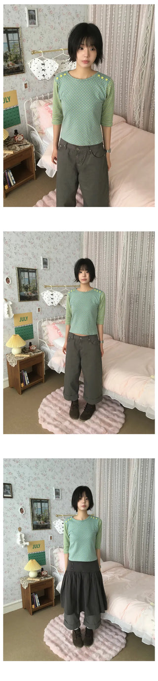 [3 colors] Button Bermuda shorts