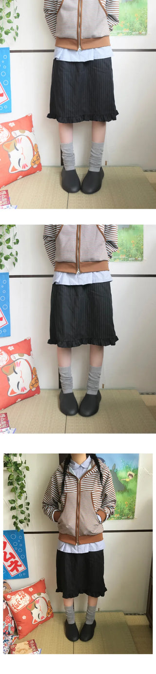 Striped frill skirt