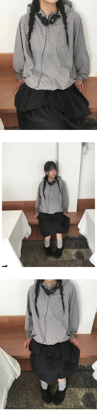 Star-patterned mountain parka with drawstring