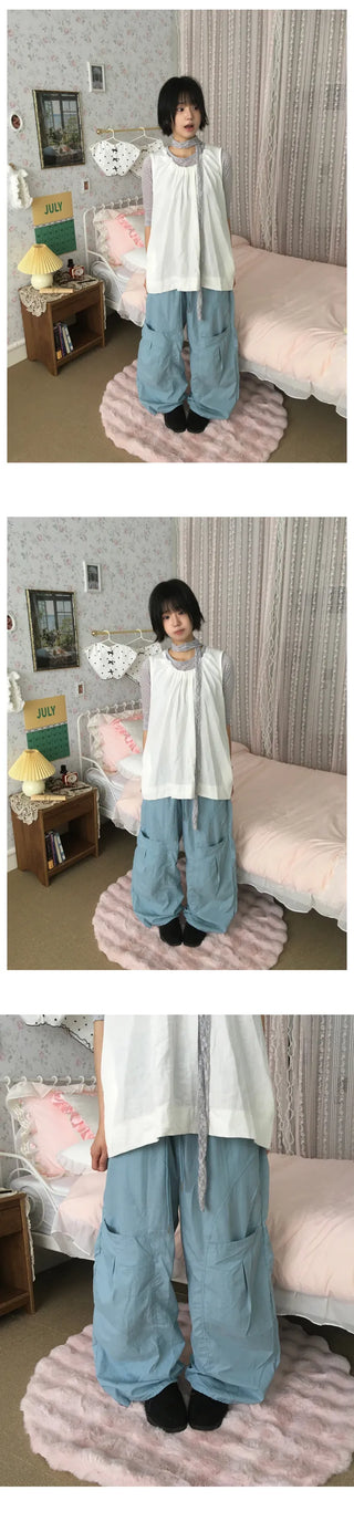 [2 colors] Frill Sleeveless Top