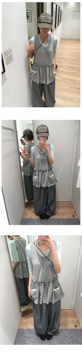 [2 colors] Pocket Long Sleeveless