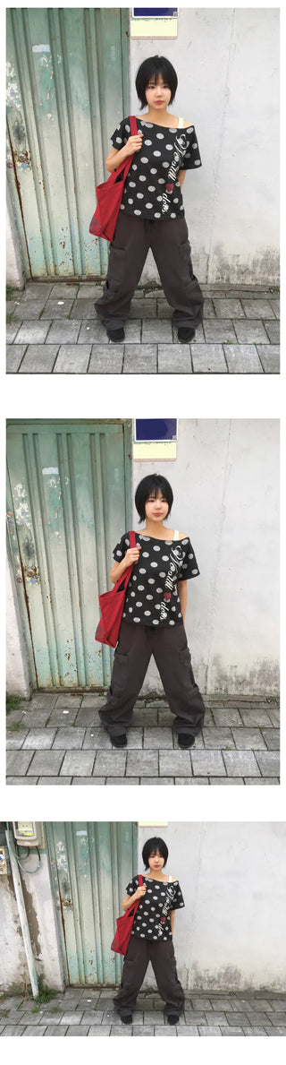 (2 colors) Ribbon Cargo Pants