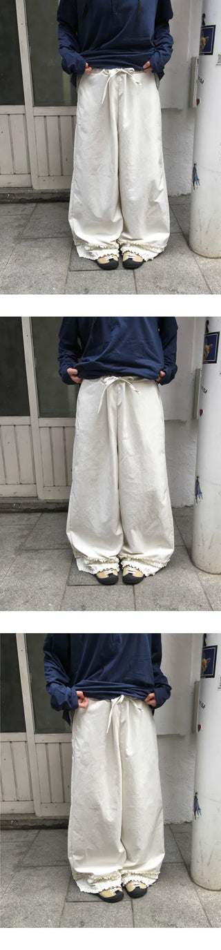 (2 colors) Frill Wide Pants