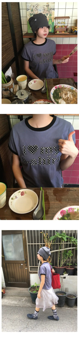 (4 colors) Dot Lettering T-shirt
