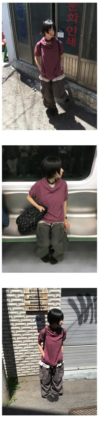 [3 colors] Slub Short-Sleeve Hooded Parka