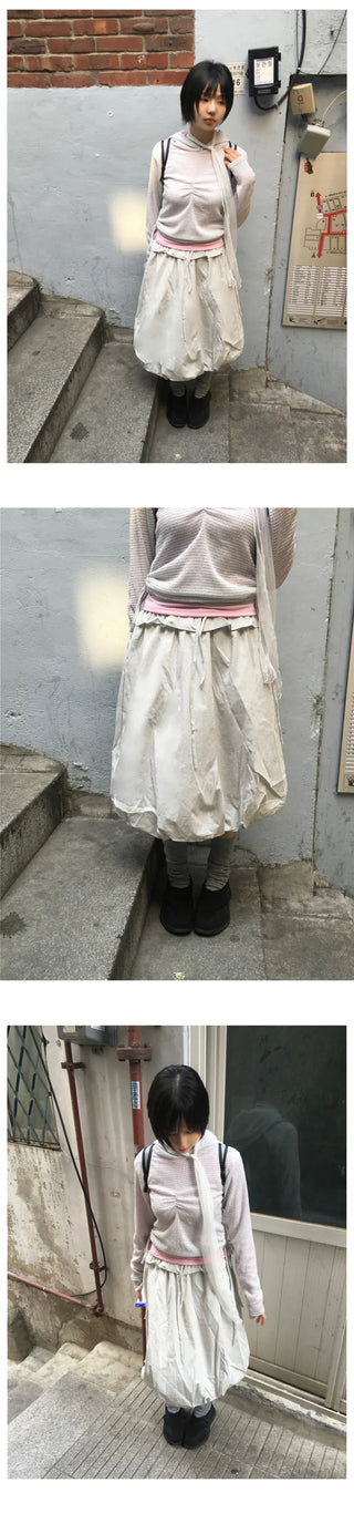 (3 colors) Shirred balloon skirt