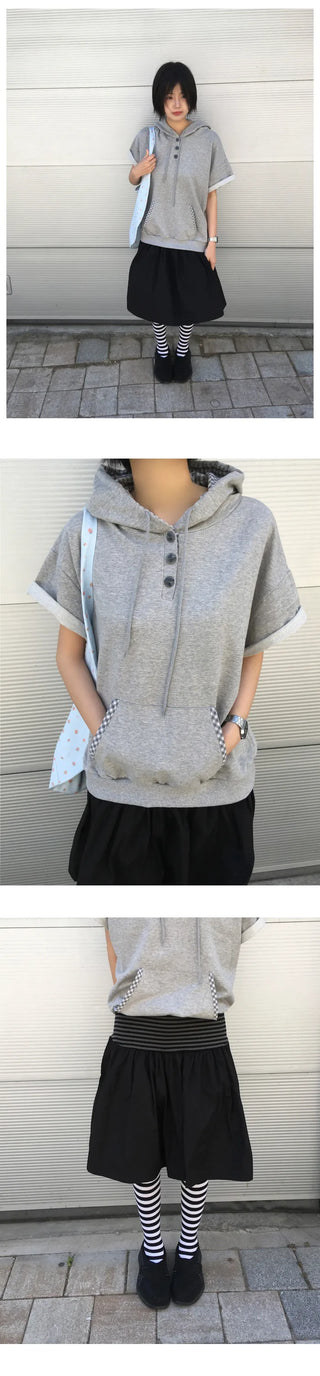 [3 colors] Check Hoodie T-shirt
