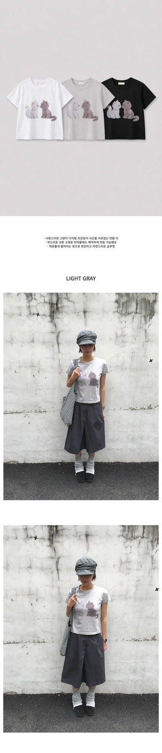 [3 colors] Printed short-sleeved T-shirt