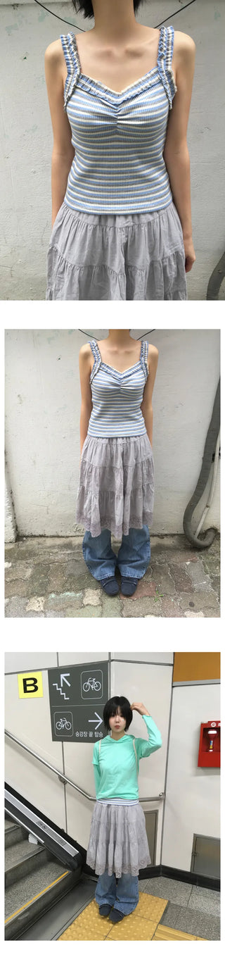 (3 colors) Frilled Sleeveless