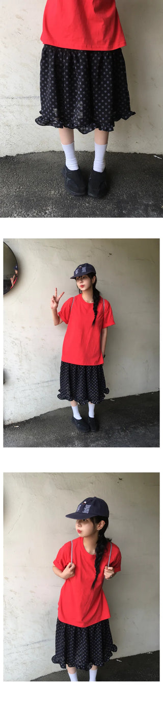 Frilled polka dot skirt