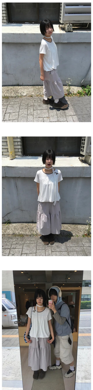 [2 colors] Dot Puff Short-Sleeve Shirt