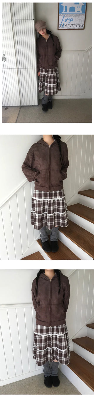 (3 colors) Checkered Mini Skirt