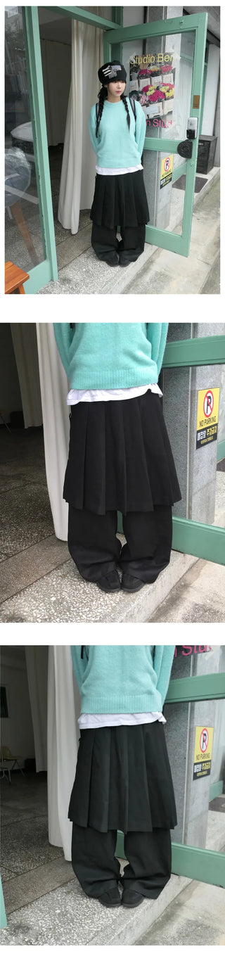 (2 colors) Wide-leg skirt pants