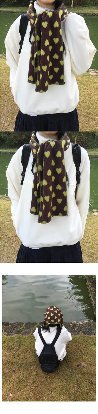 (2 colors) Heart pattern scarf