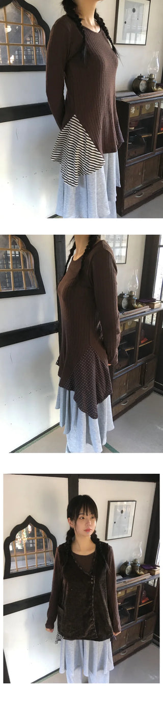 (3 colors) Long-length basic T-shirt