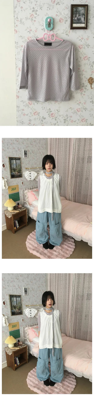[3 colors] Polka Dot 7/8 Length Pants
