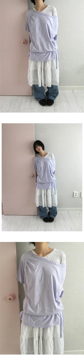 (3 colors) Lace polka dot dress