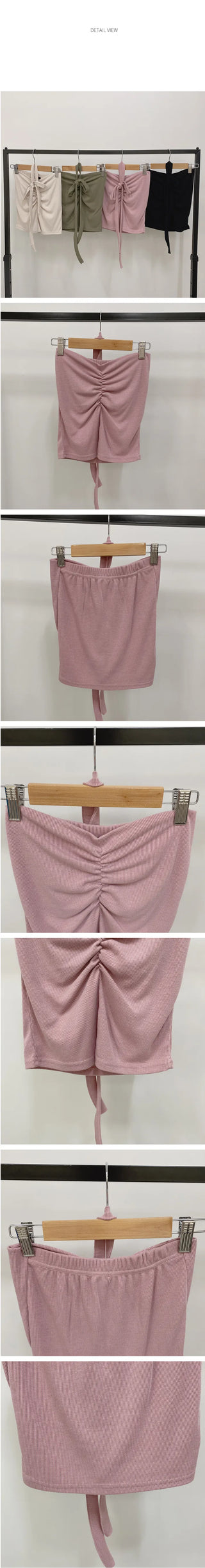 String scarf shirred top