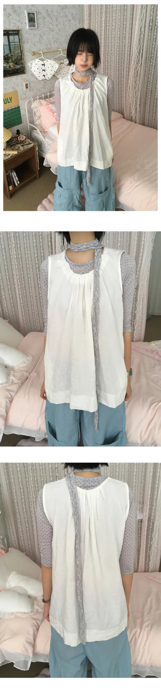 [2 colors] Frill Sleeveless Top