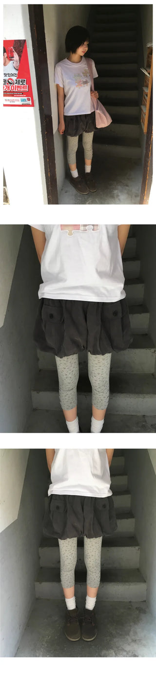 [3 colors] Flower Midi Leggings