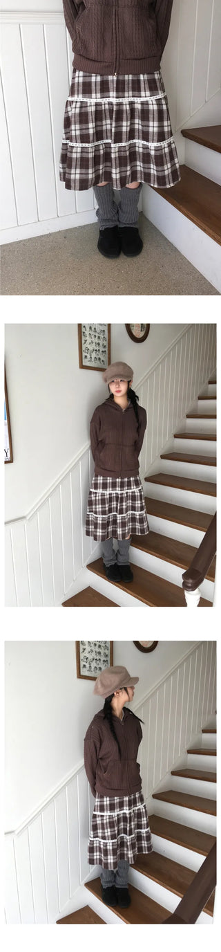 (3 colors) Checkered Mini Skirt