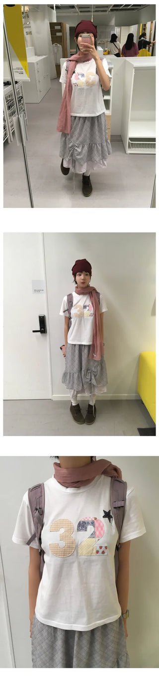 [2 colors] Patch Short-Sleeve T-Shirt