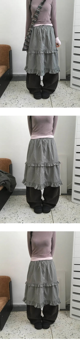 Cotton tiered skirt