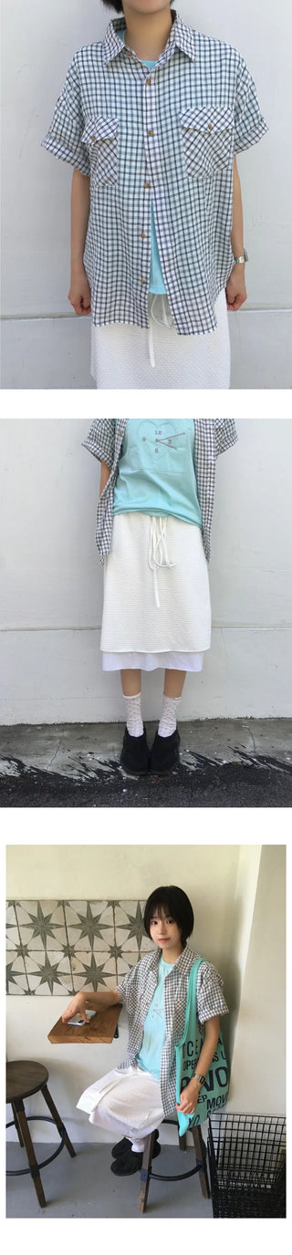 [3 colors] Short-sleeved check shirt