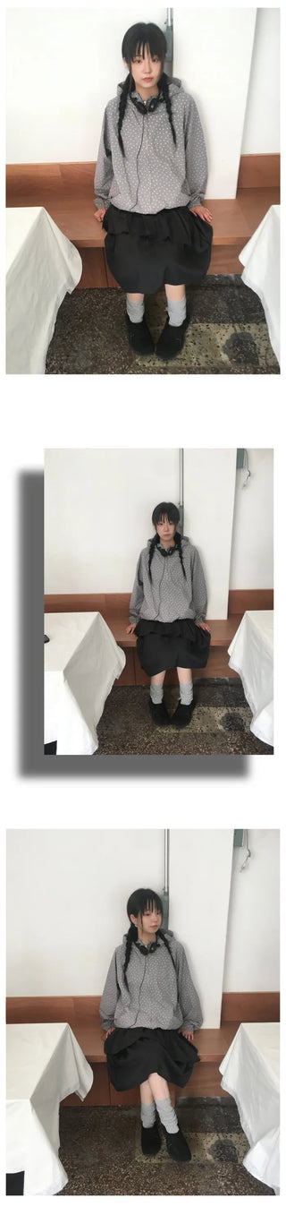 Star-patterned mountain parka with drawstring
