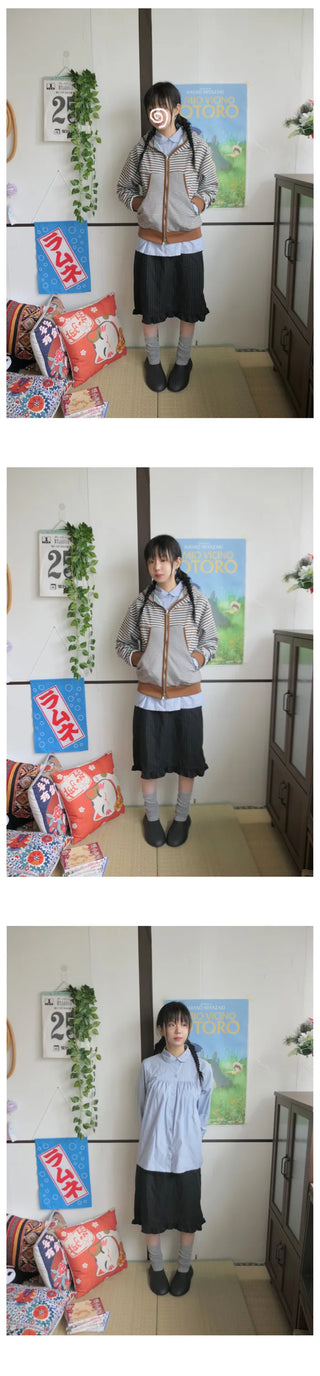 Striped frill skirt