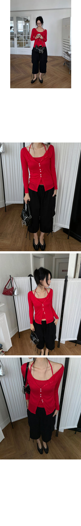 [5 colors] Halter Sleeveless Cardigan