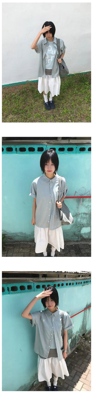 [3 colors] Striped skirt
