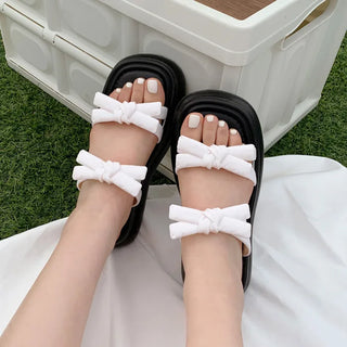 Ribbon platform sandals (3 colors)