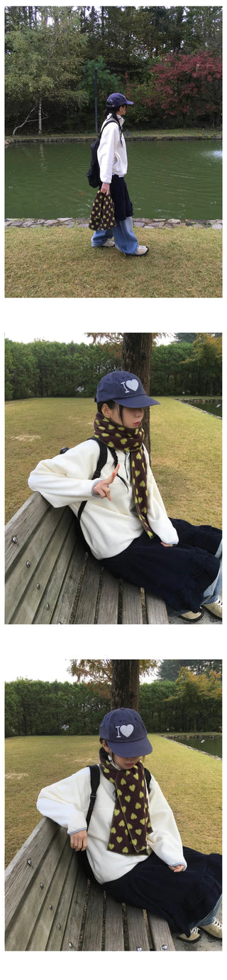 (2 colors) Heart pattern scarf