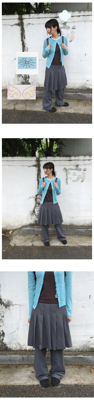 Mid-length pleated skort