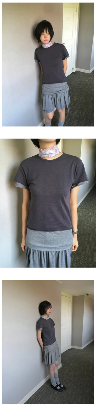 [3 colors] Layered Short-Sleeve T-Shirt
