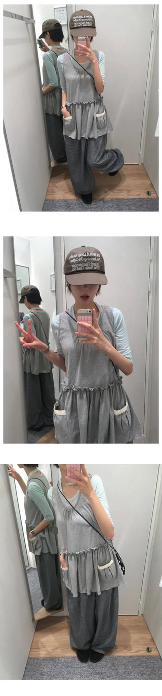 [2 colors] Pocket Long Sleeveless