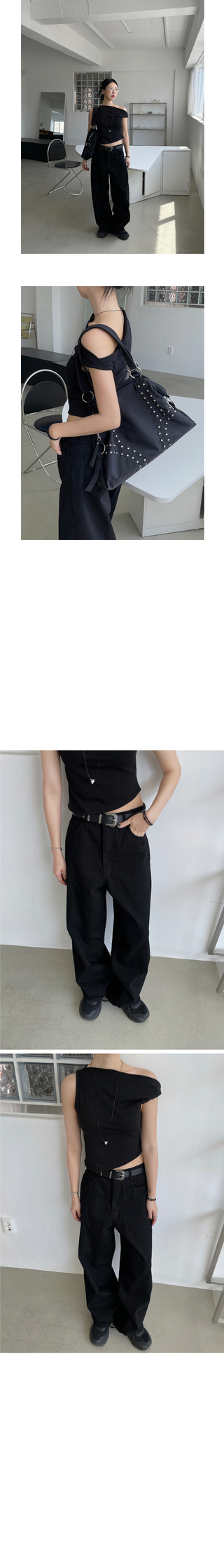 [unisex] bulky wide black jeans (s)