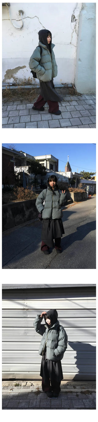 (3 colors) Checkered Down Jacket
