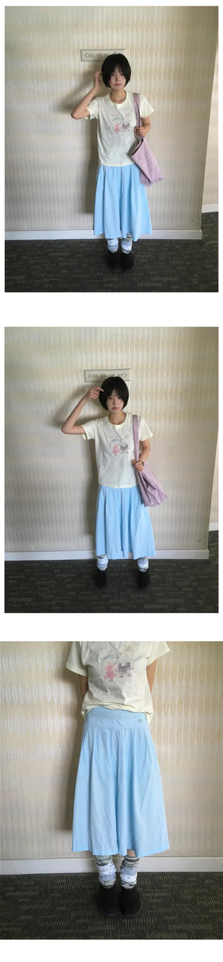 [3 colors] Pleated skirt pants